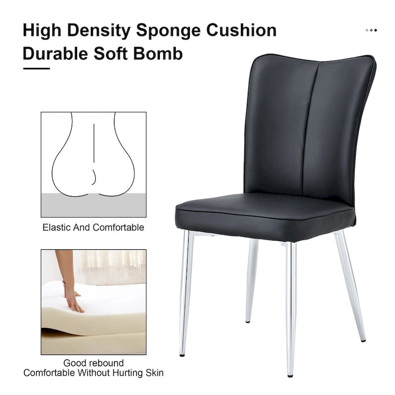 Lot de 4 chaises de salle à manger et de bureau modernes minimalistes en similicuir