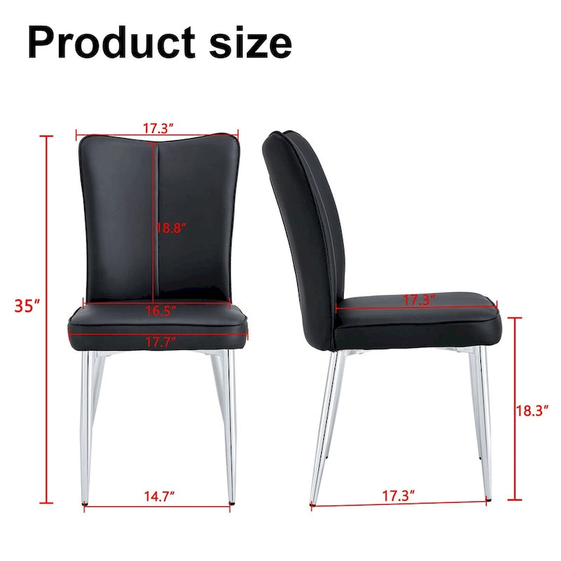Lot de 4 chaises de salle à manger et de bureau modernes minimalistes en similicuir