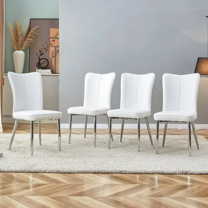 Lot de 4 chaises de salle à manger et de bureau modernes minimalistes en similicuir