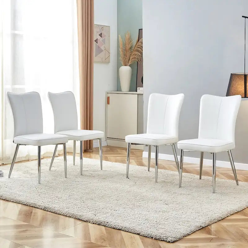 Lot de 4 chaises de salle à manger et de bureau modernes minimalistes en similicuir