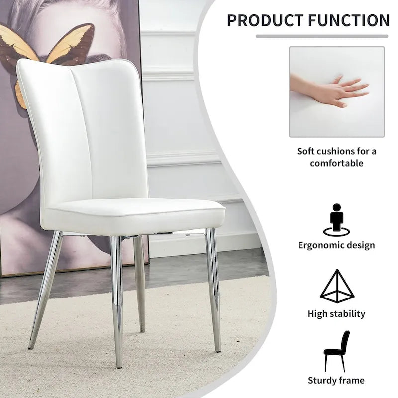 Lot de 4 chaises de salle à manger et de bureau modernes minimalistes en similicuir