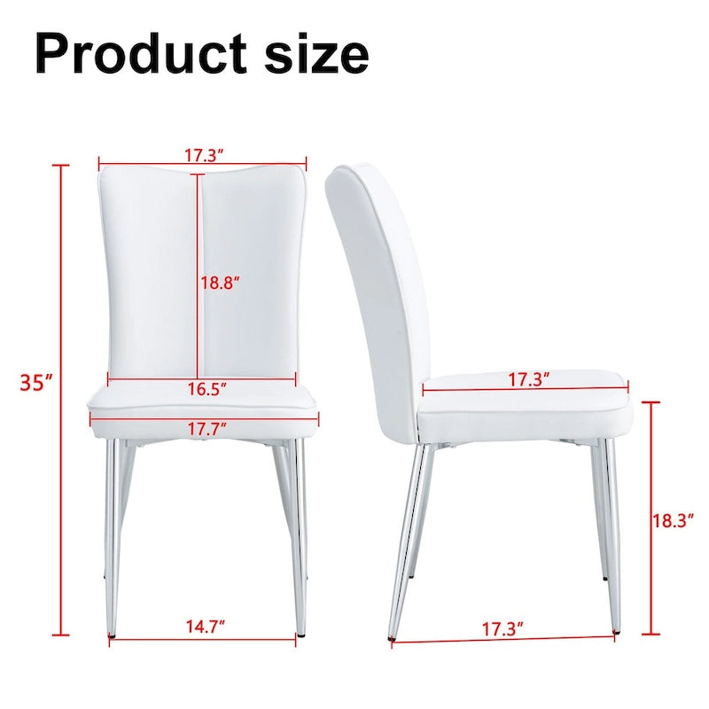 Lot de 4 chaises de salle à manger et de bureau modernes minimalistes en similicuir