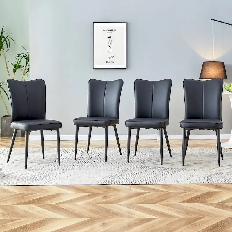 Lot de 4 chaises de salle à manger et de bureau modernes minimalistes en similicuir