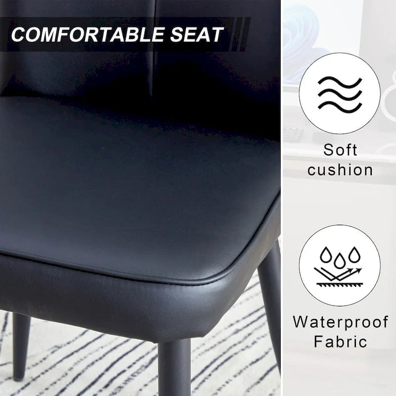 Lot de 4 chaises de salle à manger et de bureau modernes minimalistes en similicuir