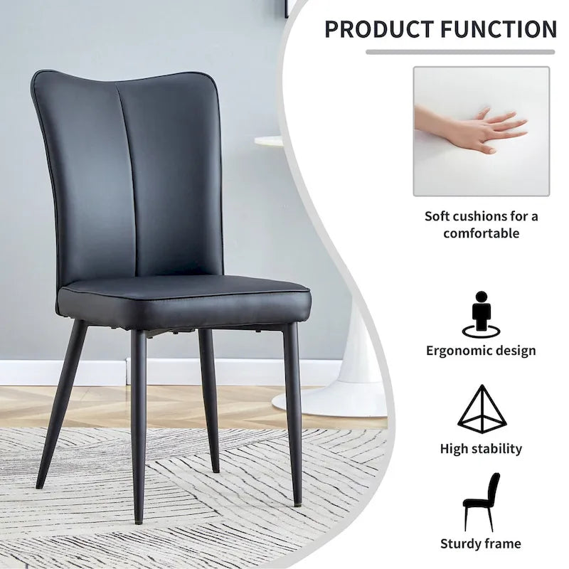 Lot de 4 chaises de salle à manger et de bureau modernes minimalistes en similicuir