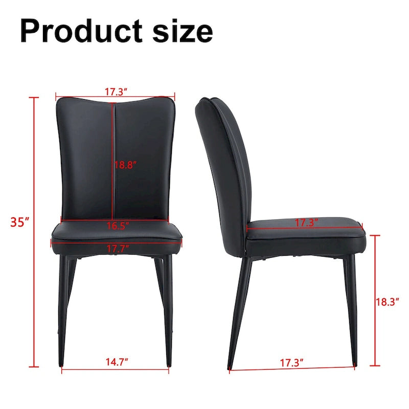 Lot de 4 chaises de salle à manger et de bureau modernes minimalistes en similicuir