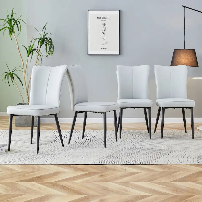Lot de 4 chaises de salle à manger et de bureau modernes minimalistes en similicuir