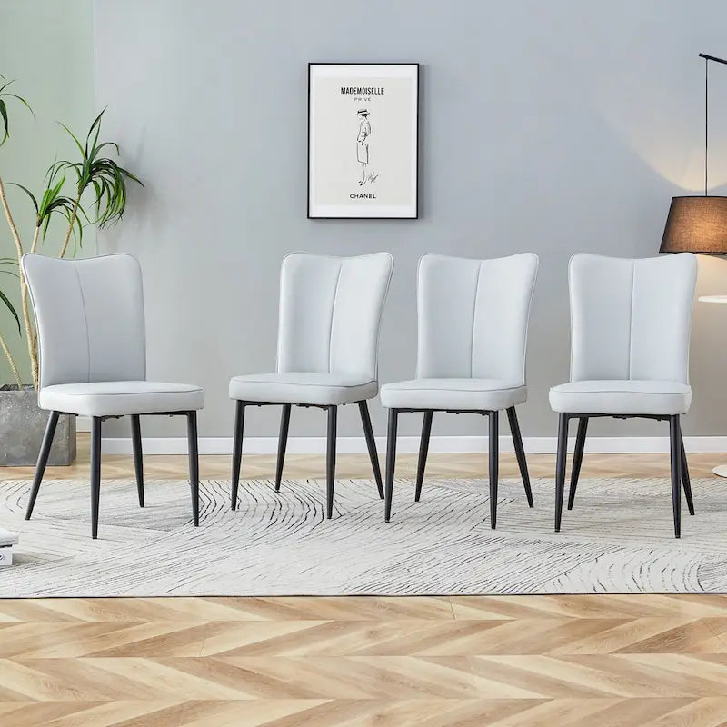 Lot de 4 chaises de salle à manger et de bureau modernes minimalistes en similicuir