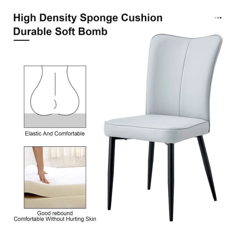 Lot de 4 chaises de salle à manger et de bureau modernes minimalistes en similicuir