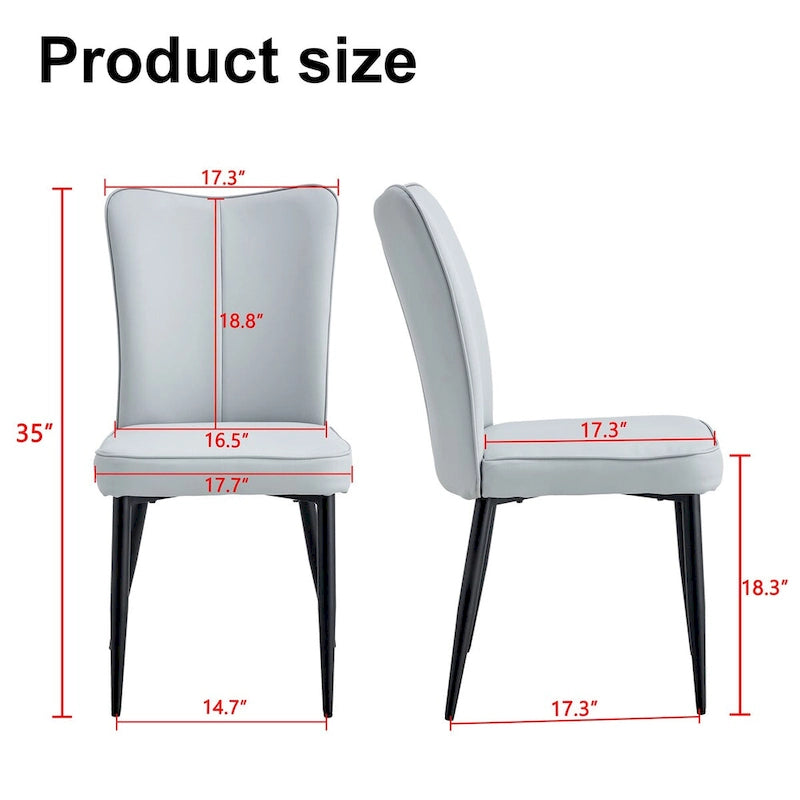 Lot de 4 chaises de salle à manger et de bureau modernes minimalistes en similicuir