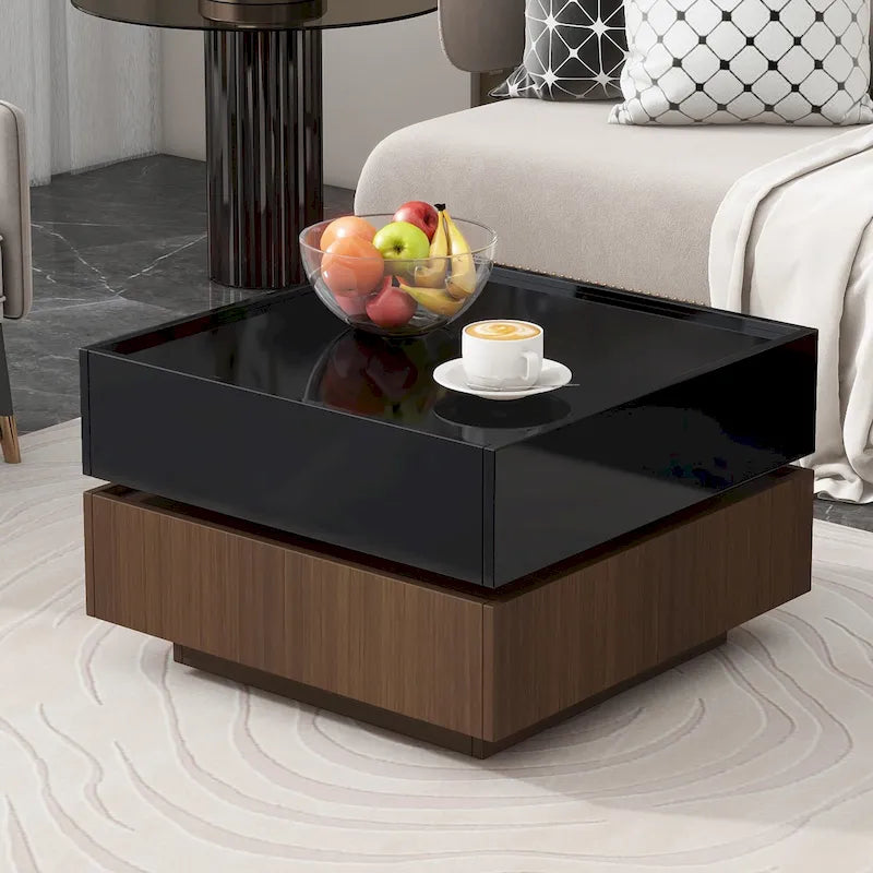 Table basse pivotante avec 2 tiroirs
