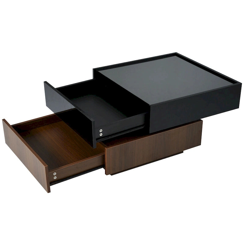 Table basse pivotante avec 2 tiroirs