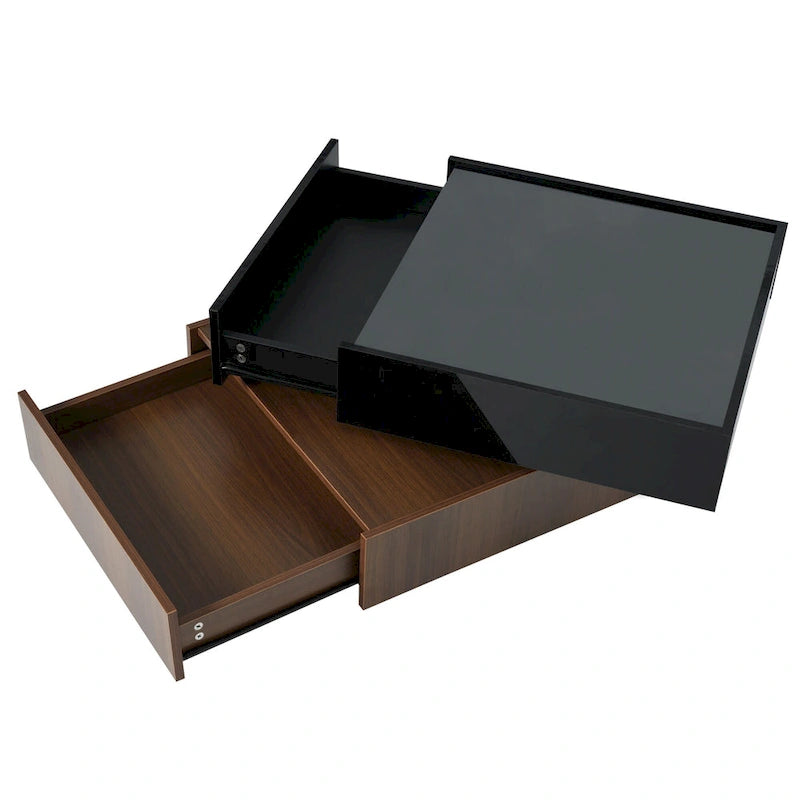 Table basse pivotante avec 2 tiroirs