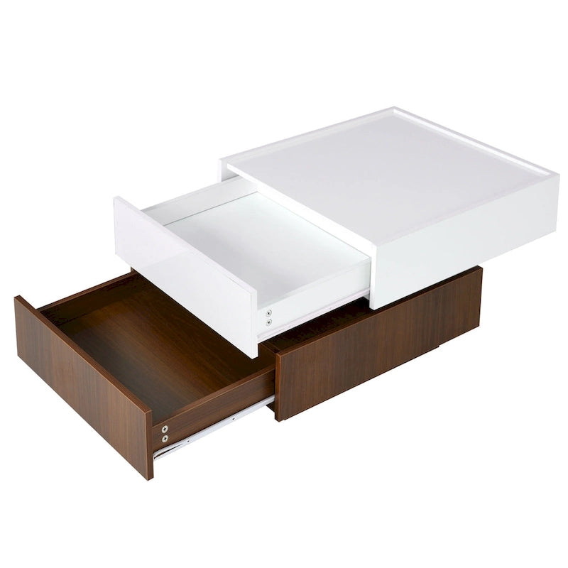Table basse pivotante avec 2 tiroirs