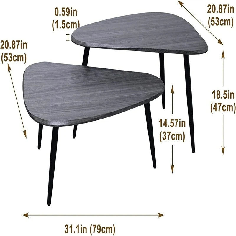 Ensemble de 2 tables basses noires - 20.87P x 31.1L x 18.5H