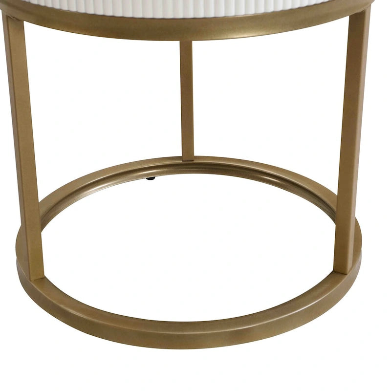 Table d'appoint ronde en marbre de 50 cm avec rangement, table de chevet moderne avec tiroir, table d'appoint pour salon et chambre