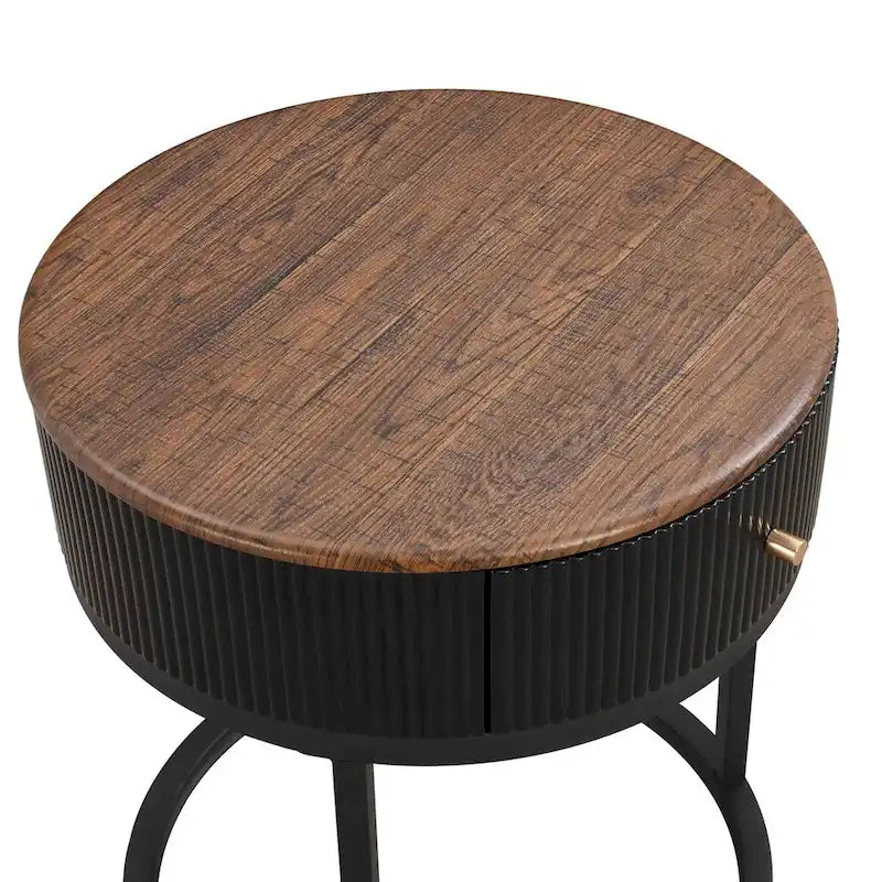 Table d'appoint ronde en marbre de 50 cm avec rangement, table de chevet moderne avec tiroir, table d'appoint pour salon et chambre