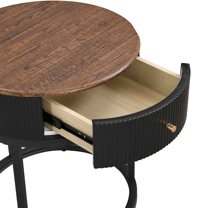 Table d'appoint ronde en marbre de 50 cm avec rangement, table de chevet moderne avec tiroir, table d'appoint pour salon et chambre