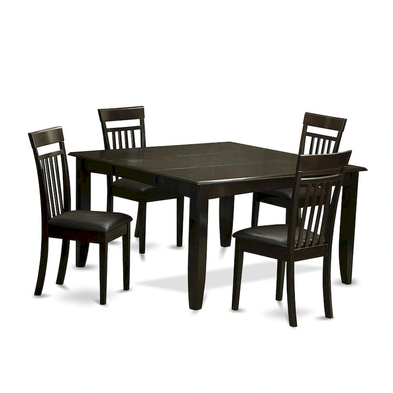 Ensemble de salle à manger East West Furniture comprenant une table carrée avec rallonge papillon et des chaises de salle à manger (options de type de siège de chaise)