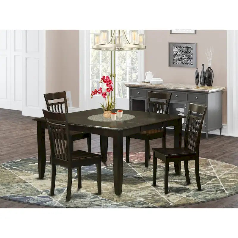 Ensemble de salle à manger East West Furniture comprenant une table carrée avec rallonge papillon et des chaises de salle à manger (options de type de siège de chaise)