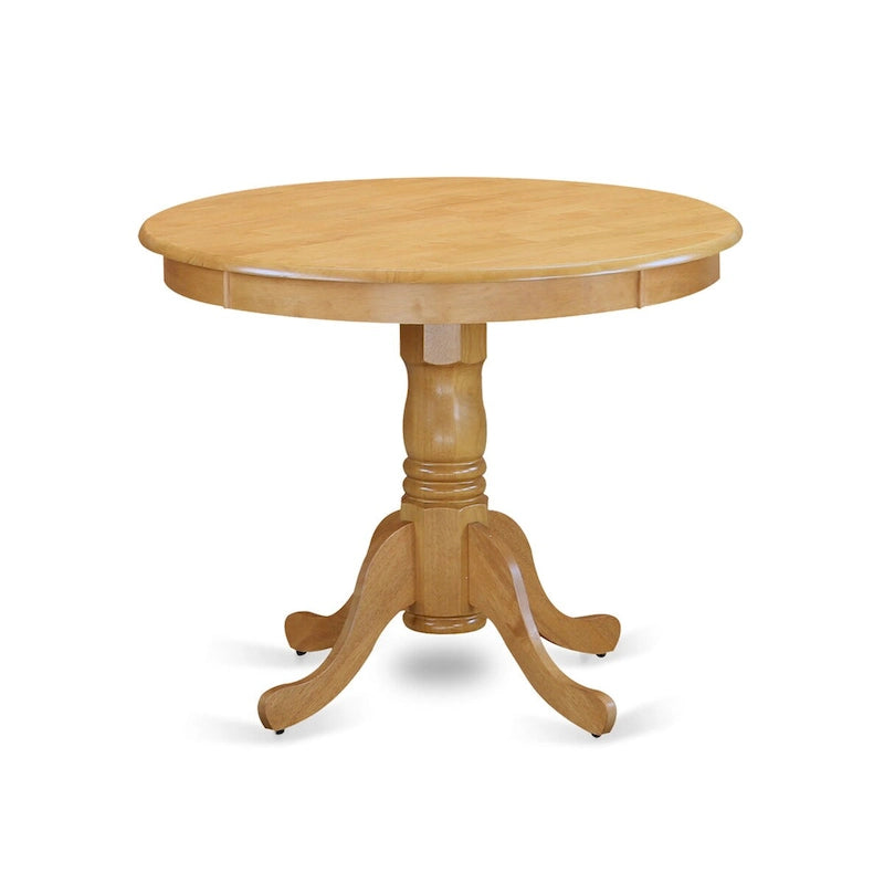East West Furniture – Ensemble de 3 pièces de salle à manger moderne – Une table de cuisine ronde avec piédestal et 2 chaises de salle à manger, chêne
