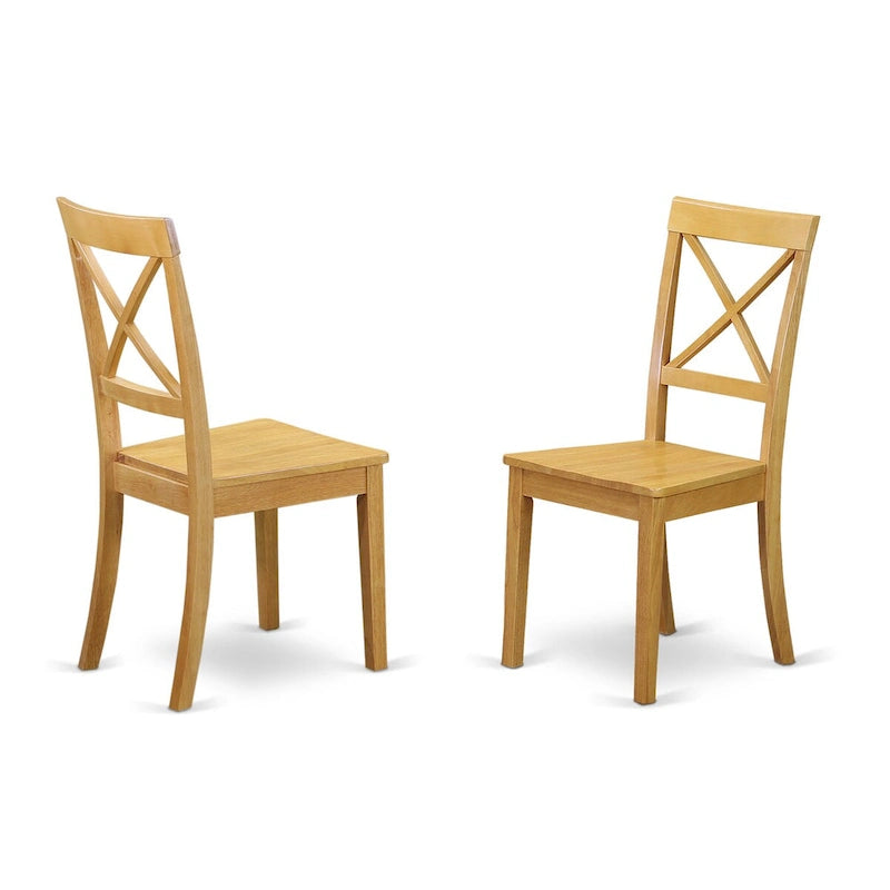 East West Furniture – Ensemble de 3 pièces de salle à manger moderne – Une table de cuisine ronde avec piédestal et 2 chaises de salle à manger, chêne
