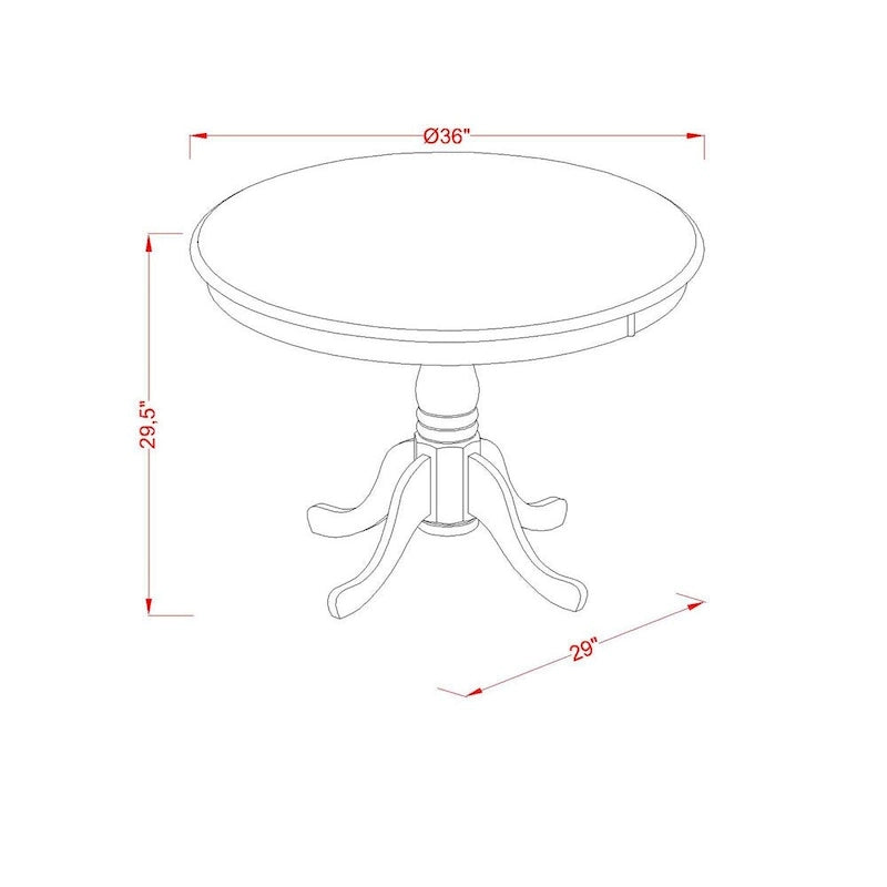 East West Furniture – Ensemble de 3 pièces de salle à manger moderne – Une table de cuisine ronde avec piédestal et 2 chaises de salle à manger, chêne