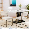 Chaises de salle à manger modernes en velours côtelé, piétement en métal doré, chaises de cuisine avec capitonnage, chaises d'appoint, lot de 2