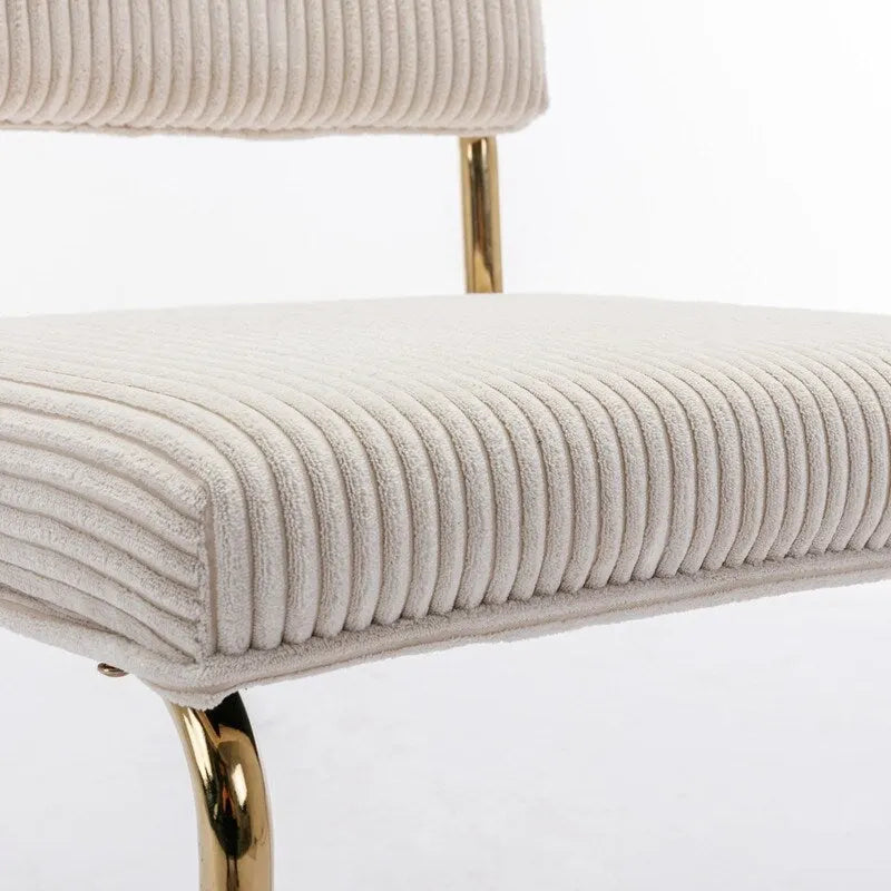 Chaises de salle à manger modernes en velours côtelé, piétement en métal doré, chaises de cuisine avec capitonnage, chaises d'appoint, lot de 2