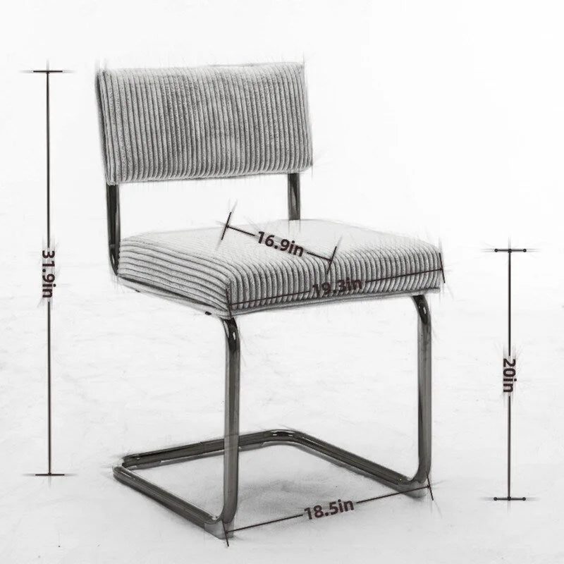 Chaises de salle à manger modernes en velours côtelé, piétement en métal doré, chaises de cuisine avec capitonnage, chaises d'appoint, lot de 2