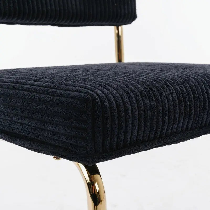 Chaises de salle à manger modernes en velours côtelé, piétement en métal doré, chaises de cuisine avec capitonnage, chaises d'appoint, lot de 2