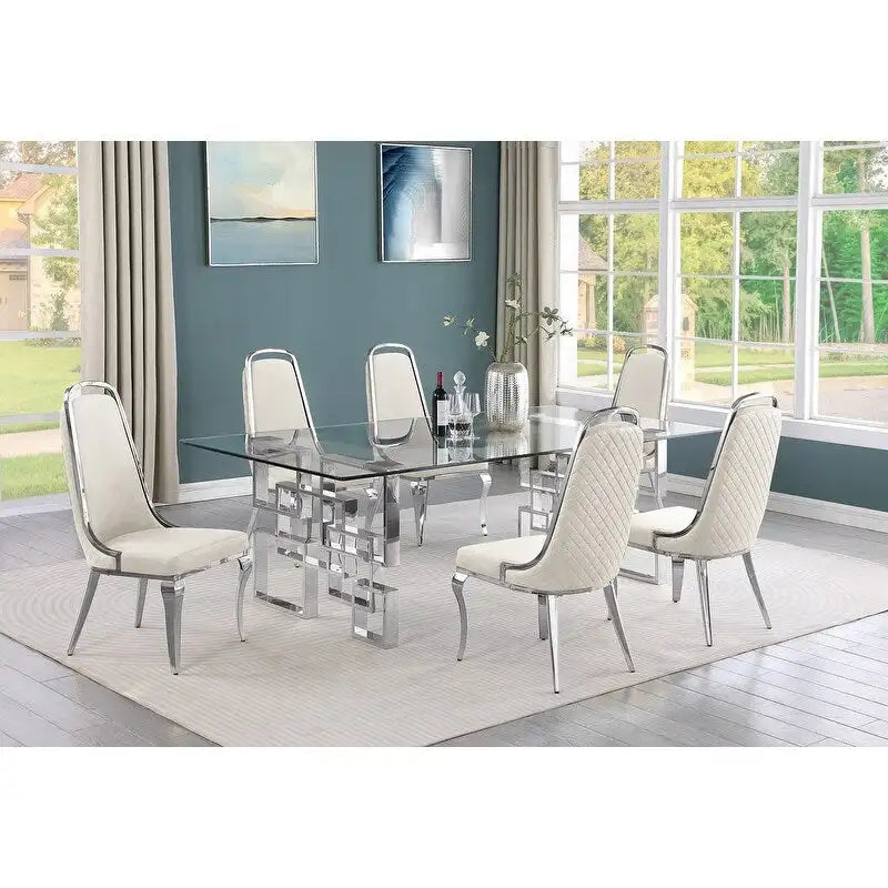 Ensembles de salle à manger avec grande table en verre Meubles de qualité supérieure