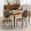 Lot de 2 chaises de salle à manger en bois massif de style français avec clous
