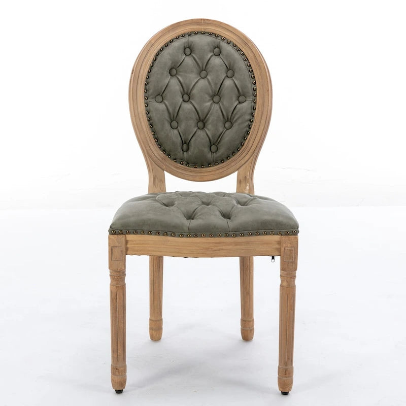 Lot de 2 chaises de salle à manger en bois massif de style français avec clous
