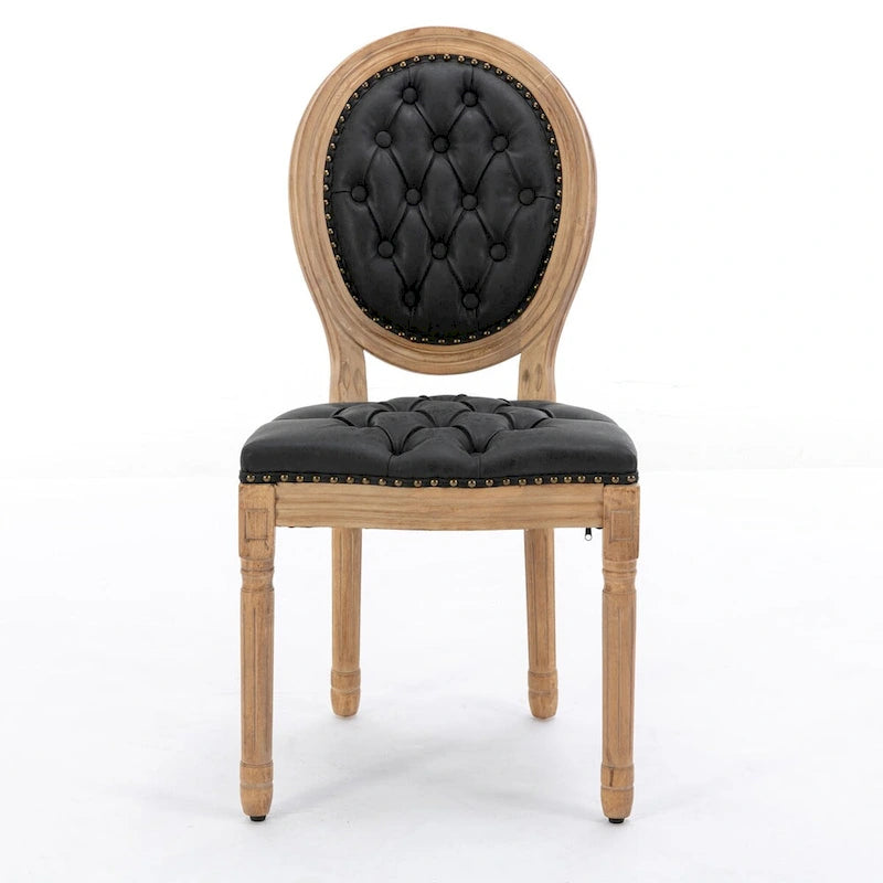 Lot de 2 chaises de salle à manger en bois massif de style français avec clous