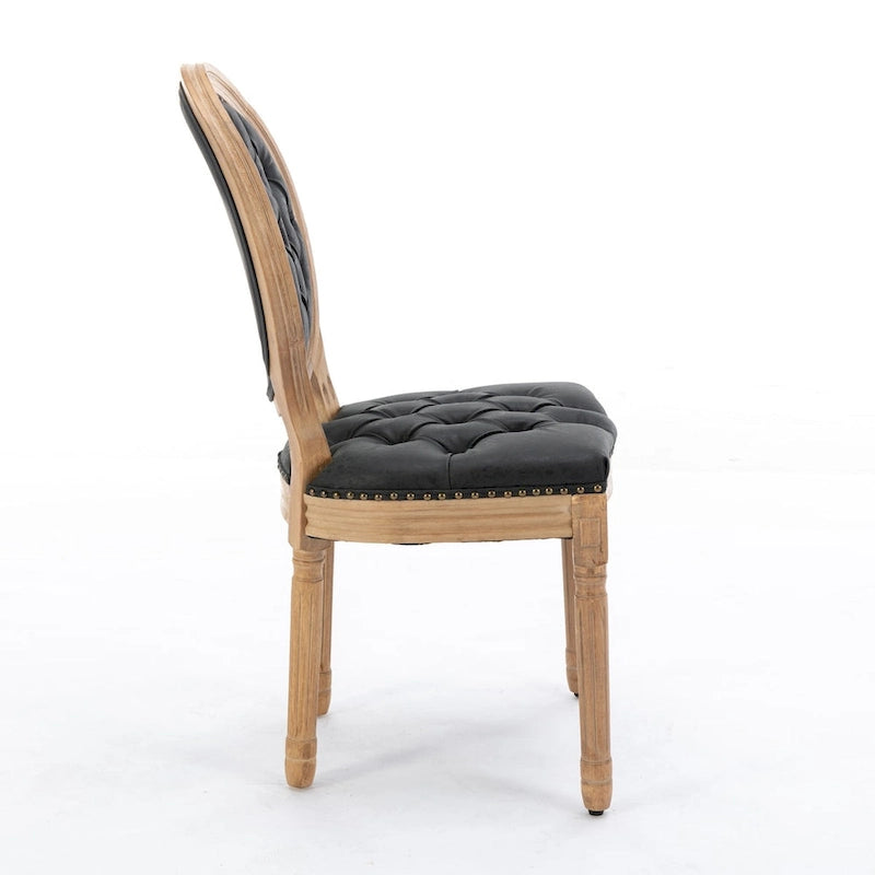 Lot de 2 chaises de salle à manger en bois massif de style français avec clous