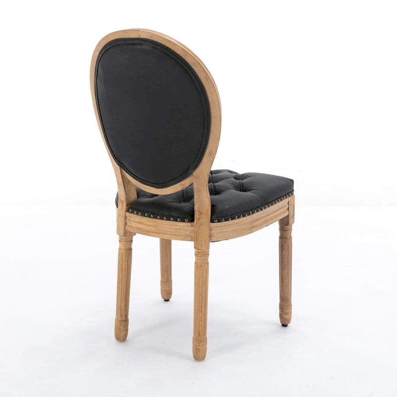 Lot de 2 chaises de salle à manger en bois massif de style français avec clous