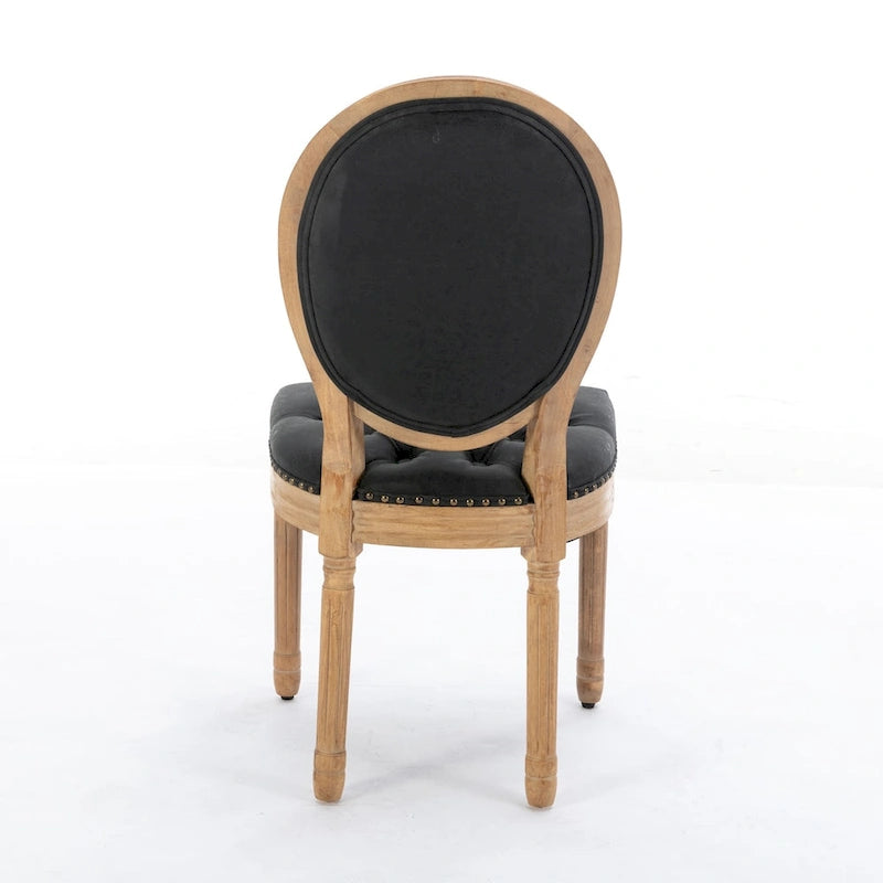 Lot de 2 chaises de salle à manger en bois massif de style français avec clous