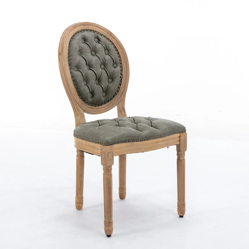 Lot de 2 chaises de salle à manger en bois massif de style français avec clous