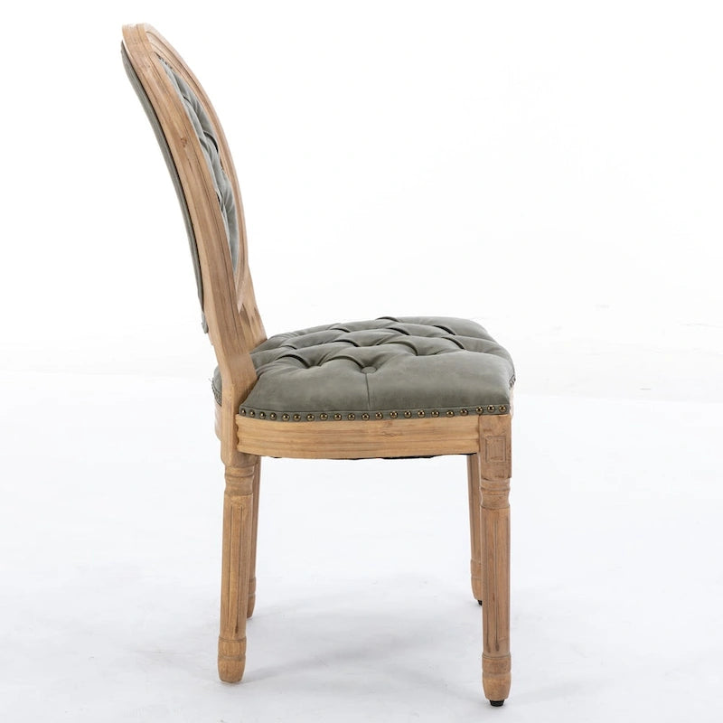 Lot de 2 chaises de salle à manger en bois massif de style français avec clous