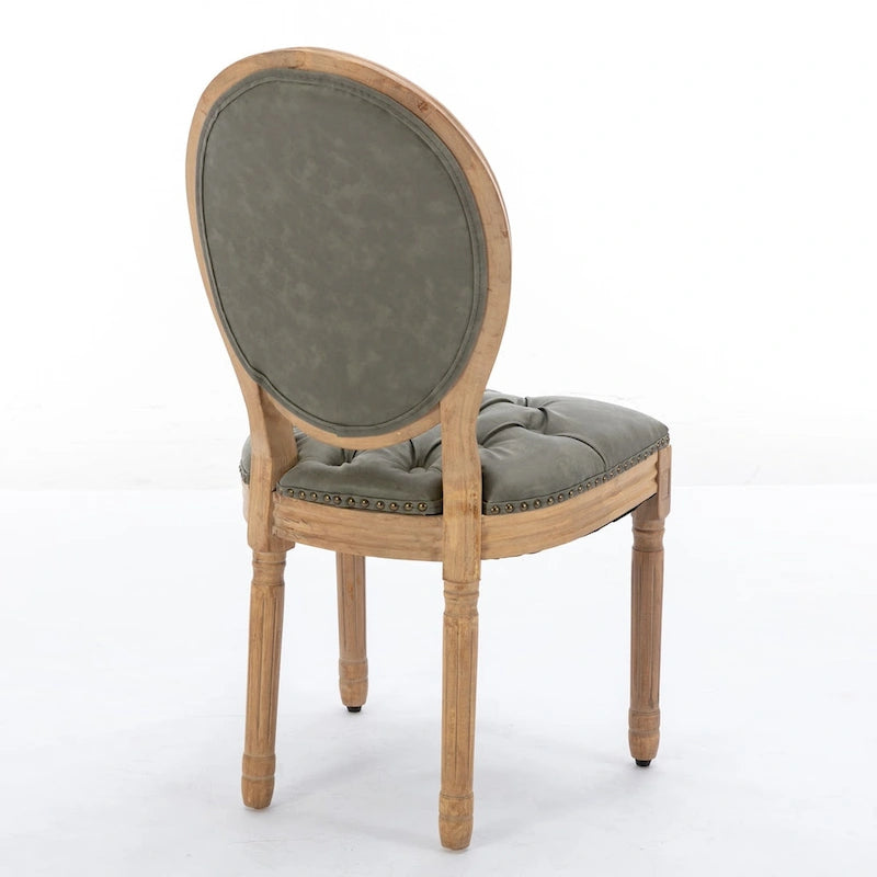 Lot de 2 chaises de salle à manger en bois massif de style français avec clous