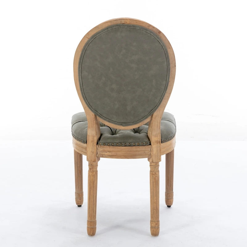 Lot de 2 chaises de salle à manger en bois massif de style français avec clous