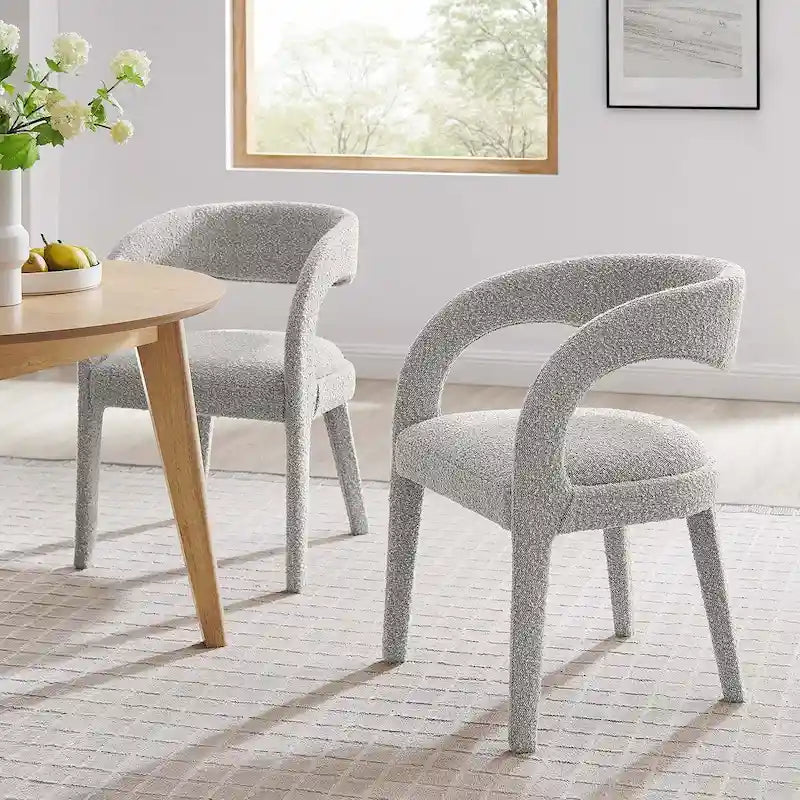 Pinnacle Boucle Chaises de salle à manger rembourrées — Lot de deux