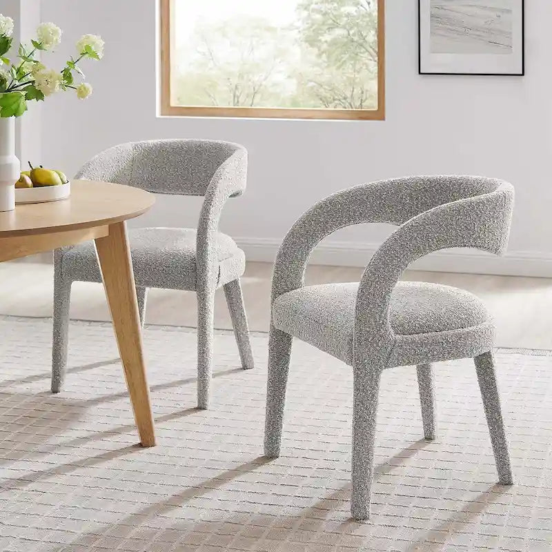Pinnacle Boucle Chaises de salle à manger rembourrées — Lot de deux