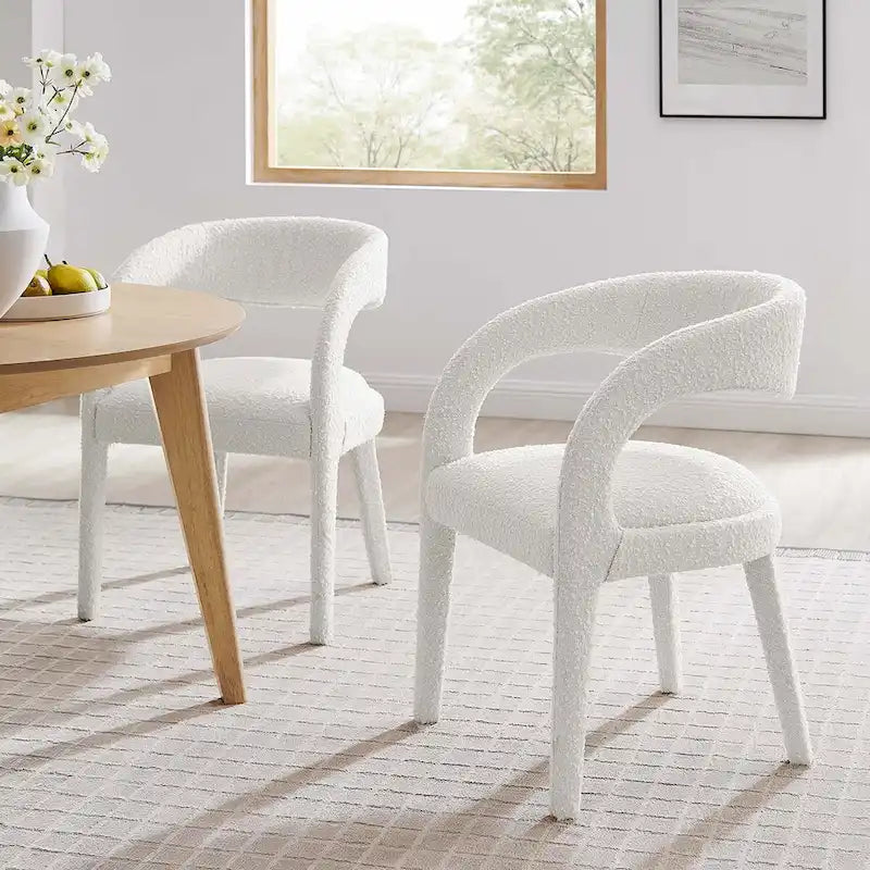 Pinnacle Boucle Chaises de salle à manger rembourrées — Lot de deux