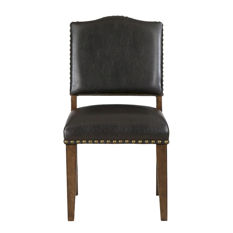 Chaise de salle à manger en similicuir avec clous décoratifs (Lot de 2)