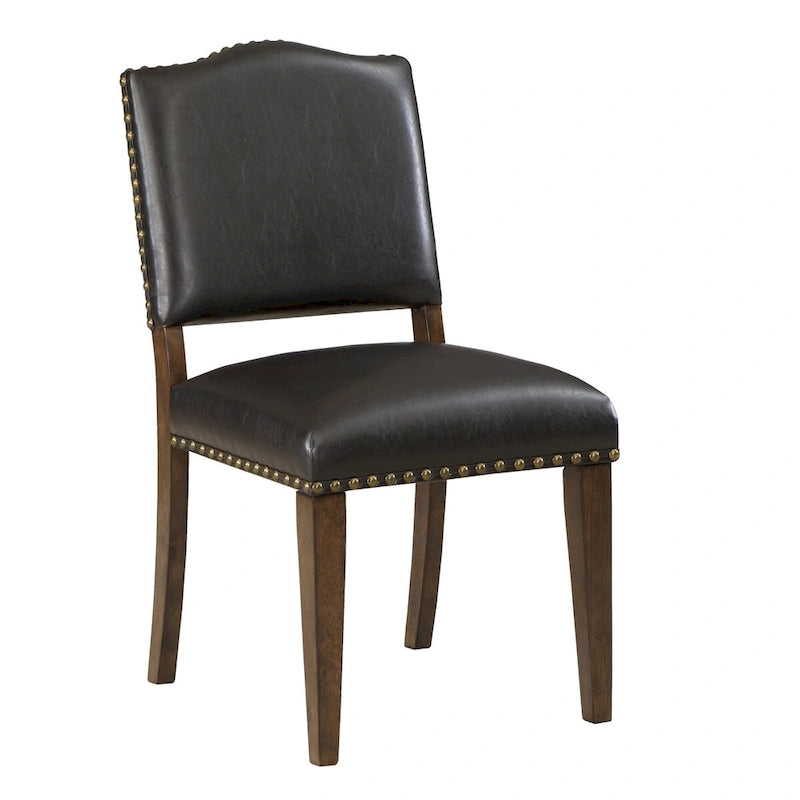 Chaise de salle à manger en similicuir avec clous décoratifs (Lot de 2)