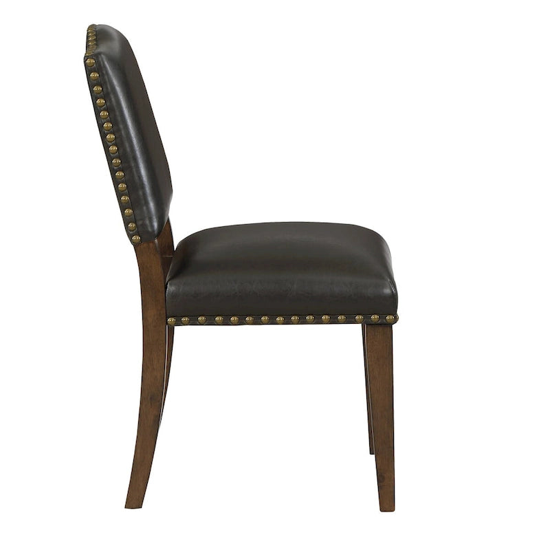 Chaise de salle à manger en similicuir avec clous décoratifs (Lot de 2)