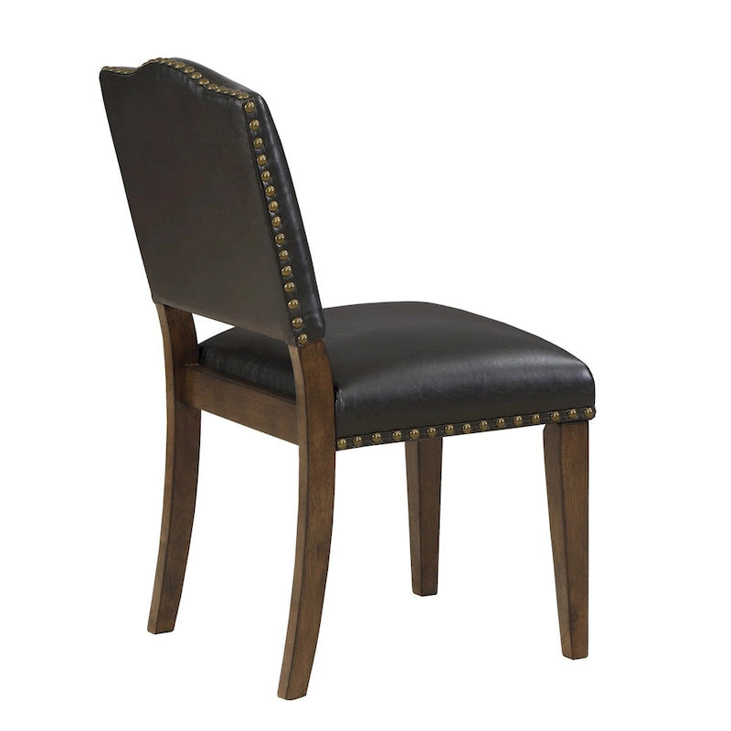 Chaise de salle à manger en similicuir avec clous décoratifs (Lot de 2)