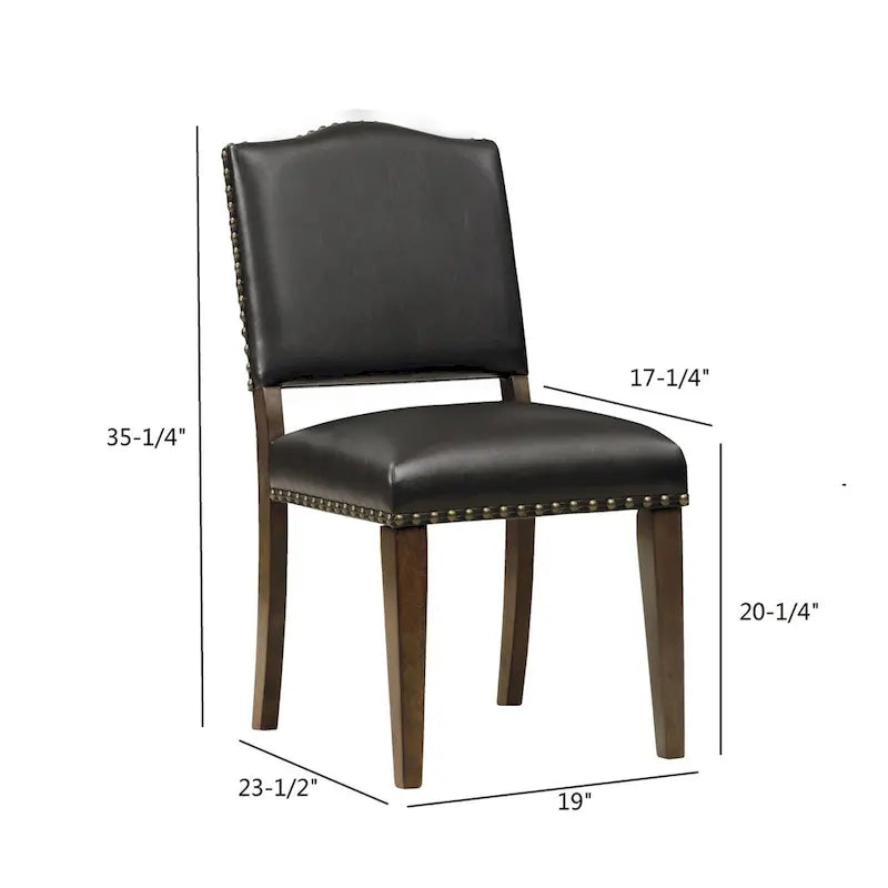 Chaise de salle à manger en similicuir avec clous décoratifs (Lot de 2)